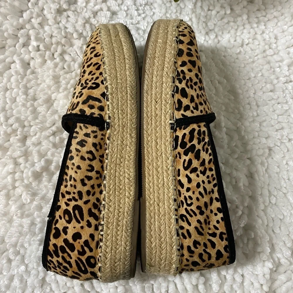 Gianni Bini Leopard Print Calf Hair Espadrilles Slip On Platforms Women’s size 8